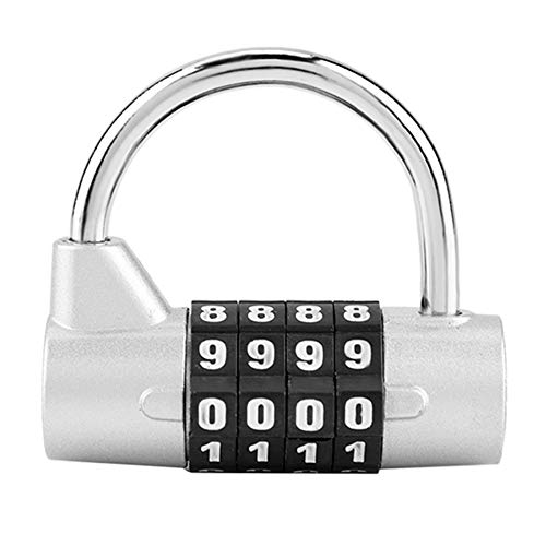 4 Dial Number Combination Padlock, Home Cabinet Travel Box Gym Locker Security Code Lock(Silver)
