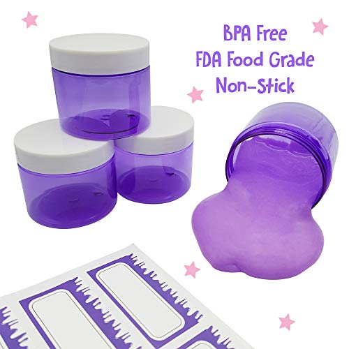 Original Stationery Slime Containers with Lids 6 ounce [PERFECT SLIME CONTAINERS, NO BPA's SAFE