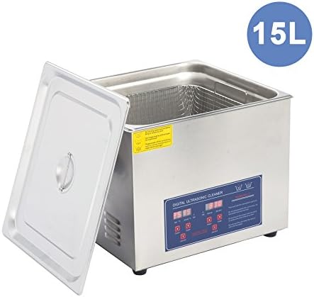 CO-Z 15L Professional Ultrasonic Cleaner with Timer Digital for Cleaning Jewelry Glasses Watch Dentures Small Parts Circuit Board Dental Instrument, Commercial Electric Ultrasound Clean Machine