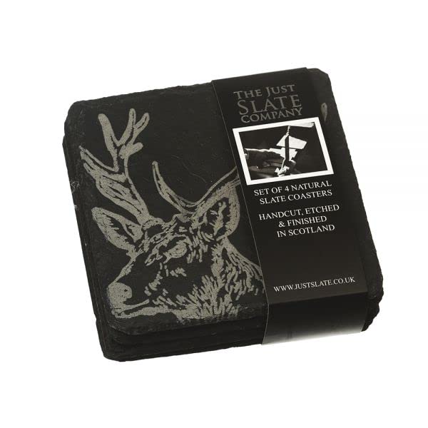 The Just Slate Company Set of 4 Country Animals Slate Coasters