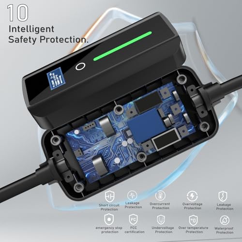 Premium EV Charger Type 1 (J1772) 32A 7kW | 5m Cable | CEE Adapter | Weatherproof | LCD | For Nissan Leaf, Chevy Bolt, Ford, Hyundai Ioniq, Kia, and More Type-1 EVs