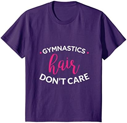 Kids Girls Gymnastics Shirt, Gymnastics Hair Don't Care Gift 8 Purple