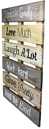 Vintage Rustic Farmhouse Wall Home Decor Inspirational Motivational Sign for Kitchen, Living Room, Dining Room, Bedroom or Bathroom - Speak Gently Love Much Barnwood Color Decorative Wall Plaque