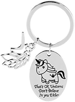 'That's Ok Unicorns,Don't Believe In You Either ' Hollow Leaves Cartoon Anime Gift Keychain Key Ring