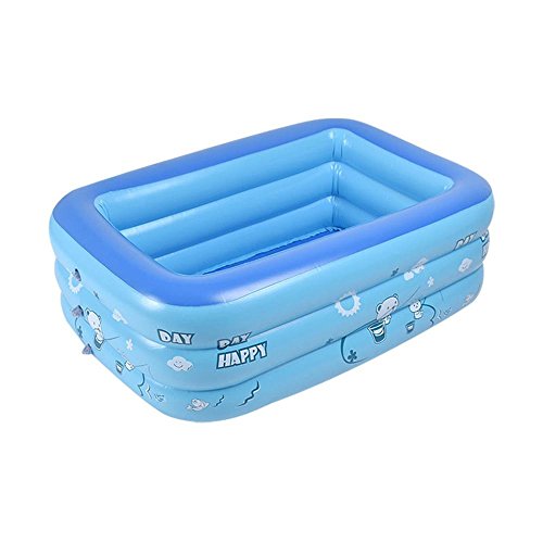 Aolvo Inflatable Toddler Kid Swimming Pool, Blue Kiddie Pool Bathtub Foldable Rectangular Family Shower Pool Swim Center For Early Learning Education Children,130x83x45cm