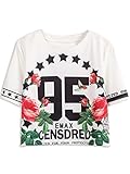 Persun Women 95 Floral Print White Crop T-shirt Top