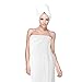 HOME & LOUNGE Spa Bath Shower Wrap for Women Robe Gyms 100% Cotton Terry Velour (White)