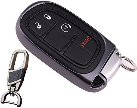 QINLING soft TPU case cover for jeep dodge fiat Chrysler smart key chain fit charger challenger durango Cherokee Compass Patriot 300C holder bag(Black)