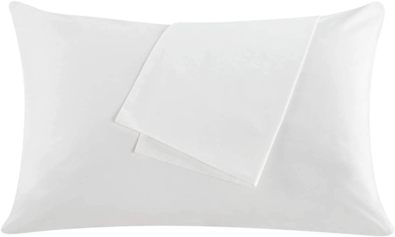 Thread Linens 100% Cotton Pillow Protector 200TC Zipped Super Soft Hypoallergenic and Anti-Dust Mite Protectors Cover Case Anti Bacterial Soft White Pillow Cases