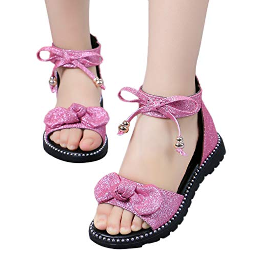 Alimao Kids Girls Casual Shoes Summer Sandals,Bowknot Bling Sequins Princess Shoes Classic Refined Sequins Princess Shoes Casual Shoes Size 27-37