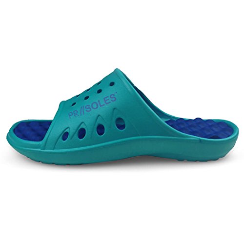 PR SOLES Recovery Sandals | Sports Glides for Men and Women | Great for Athletes | Teal/Royal Blue SM | (W) 7.5 - 9 | (M) 6.5 - 8