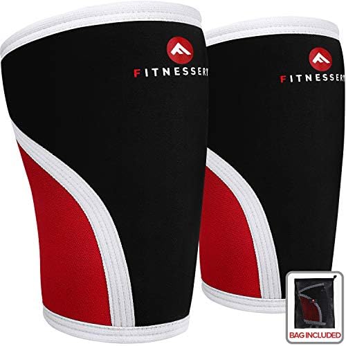 Fitnessery Knee Sleeves for Crossfit, Powerlifting, Weightlifting and Knee Support - 7mm Knee Sleeves - Knee Sleeves Crossfit - Knee Sleeves Powerlifting - Knee Compression Sleeve x 2