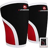 Fitnessery Knee Sleeves Crossfit: Knee Sleeves for Knee Support - Knee Compression Sleeve Pair - Knee Sleeves Powerlifting - Knee Braces - 7mm Knee Sleeves - Compression Knee Sleeve Pair (Medium)