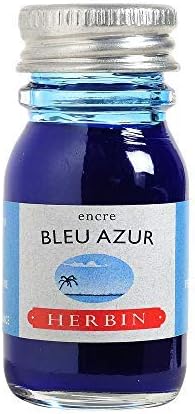 Herbin 11512T - 10 ml Bottle of Ink For Fountain Pens and Roller Pens (Product Without Packaging - Zero Waste Objective), Bleu Azur/Azure Blue