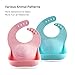 Cute Stone Waterproof Silicone Baby Bibs, Soft Feeding Bibs for Babies and Toddlers with Food Catcher, Comfortable Adjustable Bib, Easily Wipe Clean, BPA Free, Pack of 2, Mint-Green/Pink