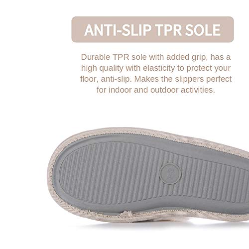 Women\'s Cozy Memory Foam Slippers Plush Fleece Lined House Shoes Indoor, Outdoor Anti-Skid Rubber Sole Slippers Women\'s House Shoe (Beige, Medium 7-8)