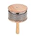 Muslady Wooden Cabasa Percussion Musical Instrument Metal Beaded Chain & Cylinder Pop Hand Shaker for Classroom Band Medium Size
