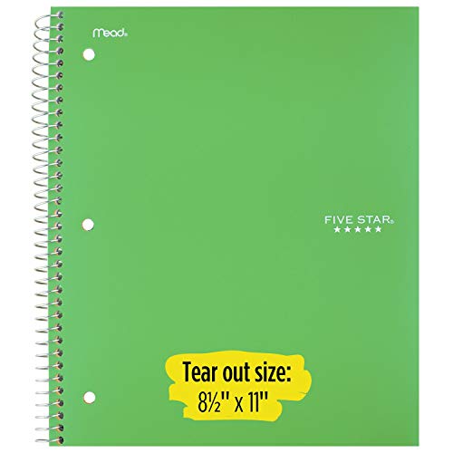 Five Star Spiral Notebook, 1 Subject, College Ruled Paper, 100 Sheets