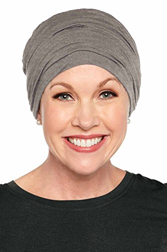 Sophisticate Turban-Caps for Women with Chemo Cancer Hair Loss Luxury Bamboo - Heather Taupe - Thumbnail 2