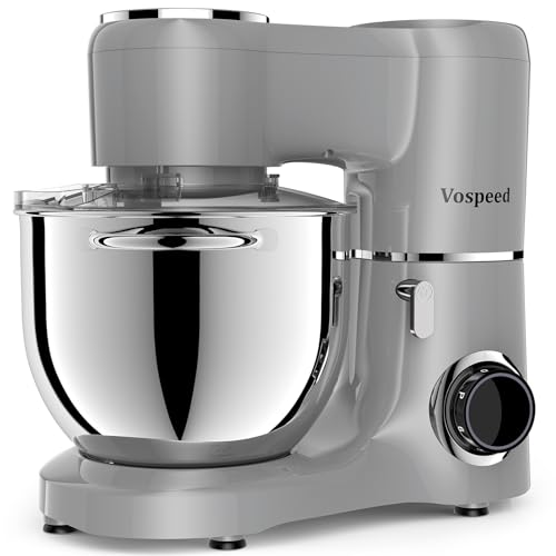 Vospeed Stand Mixer 8L Cake Mixer Electric Kitchen Food Mixer with Stainless Steel Bowl, Beater, Dough Hook, Whisk for Baking, Dishwasher Safe (Grey)