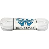 Derby Laces Solid White - Flat, 10mm Wide, for Boots, Skates, Roller Derby, and Hockey Skates (120 Inch / 305 cm)