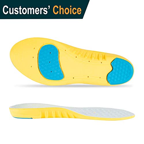 Athlete Insoles Super Comfortable Sports Insoles Shock Absorption Inserts Plantar Fasciitis Orthotic Heel Pain Relief PU Form Memory Foam Inserts (1 Pair) (L: Men’s 8.5-11.5 / Women’s 9-12) …