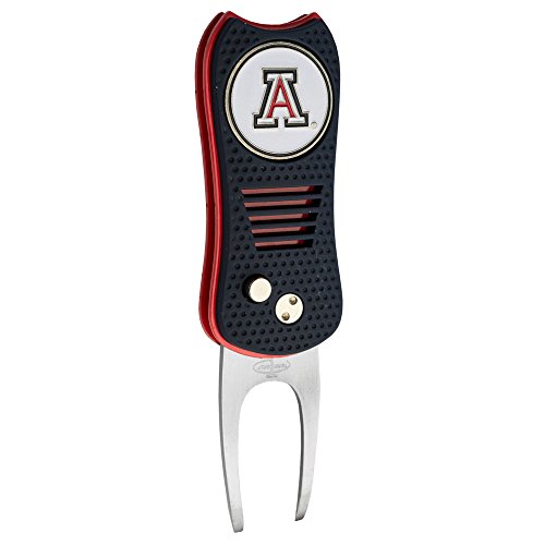 Team GolfNCAA Switchblade Divot Tool with Double-Sided Magnetic Ball Marker, Features Patented Single Prong Design, Causes Less Damage to Greens, Switchblade Mechanism