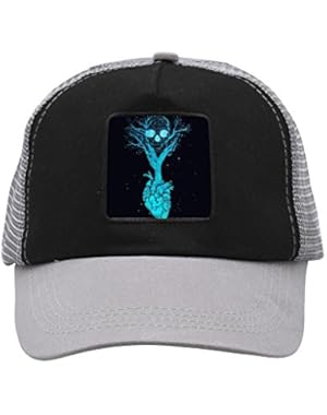 Unisex Blue Heart Skull Adjustable Classic Hiphop Hat Baseball Cap Snapback Dad Hat