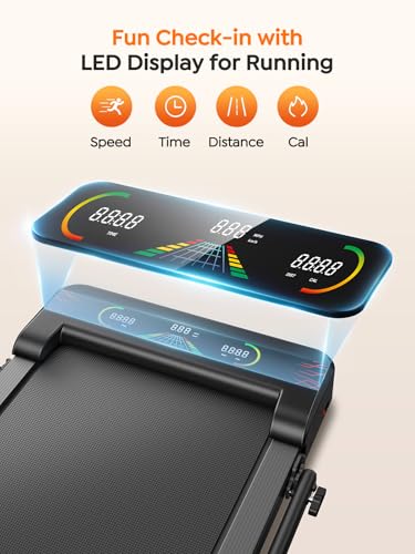 HOMETRO Foldable Treadmill Walking Pad 9% Incline, 2.5HP Compact Treadmill for Home & Apartment, Portable Folding Treadmill with Handle, App Remote Control LED Display