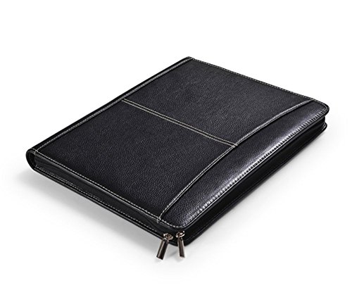 Black Zippered Leather Padfolio with Bluetooth Keyboard and iPad Air/The New 9.7 iPad Holder - Thumbnail 4