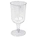 50 Silver Glitter Disposable Wine Glasses | 7 oz. Clear Hard Plastic Fancy Cups (50-Pack) by BloominGoods