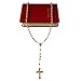 J.Shine Men Gold Tone 8mm Beads Stainless Steel Catholic Rosary Necklace Crucifix Pendant & Chain 30