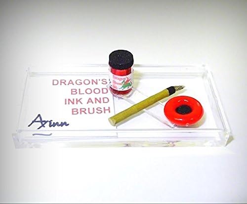 DOLLHOUSE Halloween Dragon Blood Ink & Brush 1:12 Artisan Alice Zinn Miniatures - My Mini Garden Dollhouse Accessories for Outdoor or House Decor