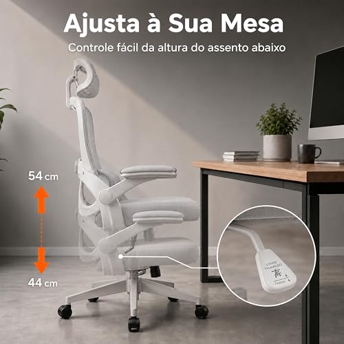 Laruno Cadeira de Escritório Presidente Madri Ergonômica Giratória Reclinável com Apoio de Pés Cadeira Gamer Diretor Suporte Lombar Estofada Braço Articulado Conforto Premium Suporta até 200kg