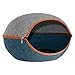 Furhaven Pet Cat Bed Furniture | Two-Color Round Felt Pet House Private Den Hideout Pet Bed for Cats & Small Dogs, Heather Gray/Lagoon Blue, One Sizethumb 3