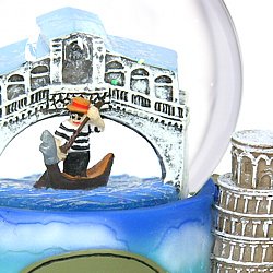 Italy Snow Globe of Rome, Pisa and Venice. (3.5 Inches Tall), 65mm Italy snow globe