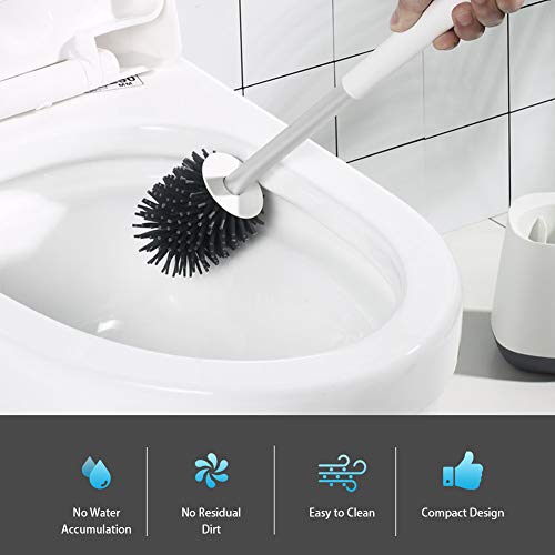 Toilet Bowl Cleaning Brush and Holder Set for Bathroom Storage and Organization, POPTEN Deep