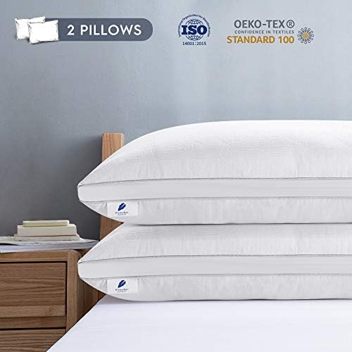 viewstar Hotel Quality Bed Pillows 2 Pack Sleeping Pillows Deep Sleep Pillow for Back Stomach and Side Sleepers Hypoallergenic Dust-Mite Resistant, 48 X 74 cm