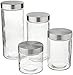 Anchor Hocking Callista 4 Piece Glass Canister Set with Stainless Steel Lids