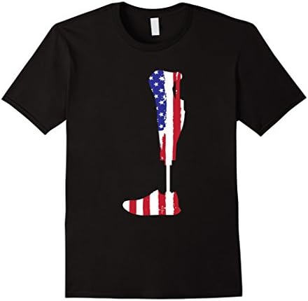 Men's American Flag Prosthetic Leg Patriotic Amputee Shirt XL Black