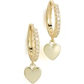 SHASHI Women's Heart Drop Pave Huggie Earings