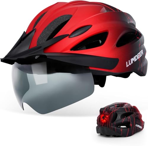LUMDEER Fahrradhelm Herren und Damen Erwachsene mit Visier und Licht