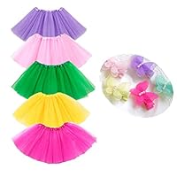 BGFKS 5 Pack Tutu Skirt for Girls 3 Layers Ballet Dressing Up Kid Tutu Skirt