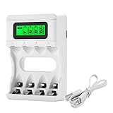Bonai AA/AAA LCD Battery Charger for AA AAA Rechargeable Batteries Ni-MH Ni-CD With USB Input (USB Cable Included)