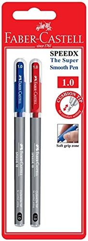 Faber-Castell SpeedX The Super Smooth Pen 1.0mm, (Blue, Red, Sealed in Blister Card)