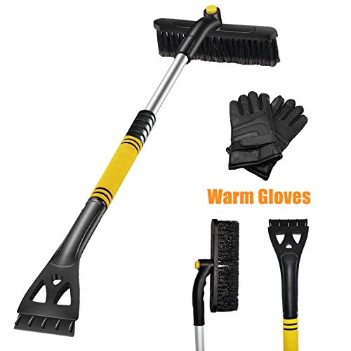 EDOU Extendable Snow Brush and Ice Scraper with Foam Grip Glove - Auto Window Windshield Snow Brush - Car Truck SUV Winter Snow Removal - Thumbnail 7