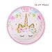EXIJA Unicorn Party Supplies Set, 16 9inch Dinner Plates+16 7inch Dessert Plates+16 Napkins, Unicorn Plates and Napkins for Birthday Girls Party Favors,Serves 16