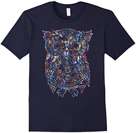 Mens Owl Shirts - Owl Geometric Colorful Tee Shirt XL Navy