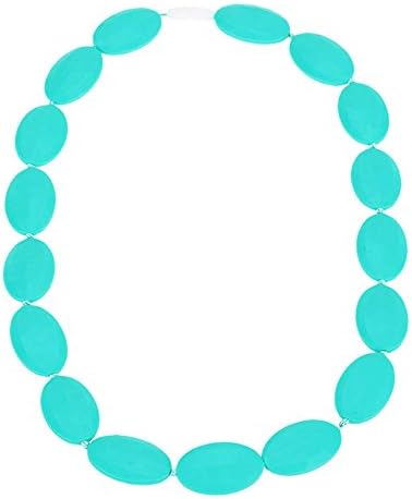 Elome Silicone Toddler Baby Teething Necklace for Mom to Wear, Baby Shower Gifts - 100% safe, Non-toxic, BPA Free Teether Toys (Turquoise)