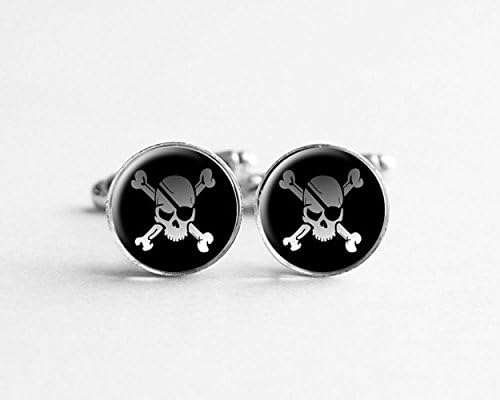 Pirate Cufflinks, Skull Cufflinks, Bone Jewelry, Geek Cufflinks,Fathers Gift,Art Picture Jewelry,Charm Jewelry,Groom Shirt Cifflinks